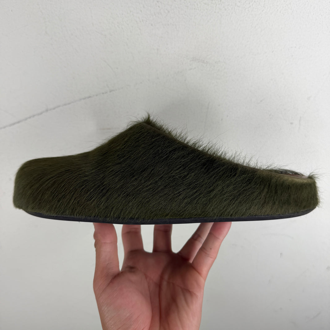 Marni Green Fuzzbit Mules