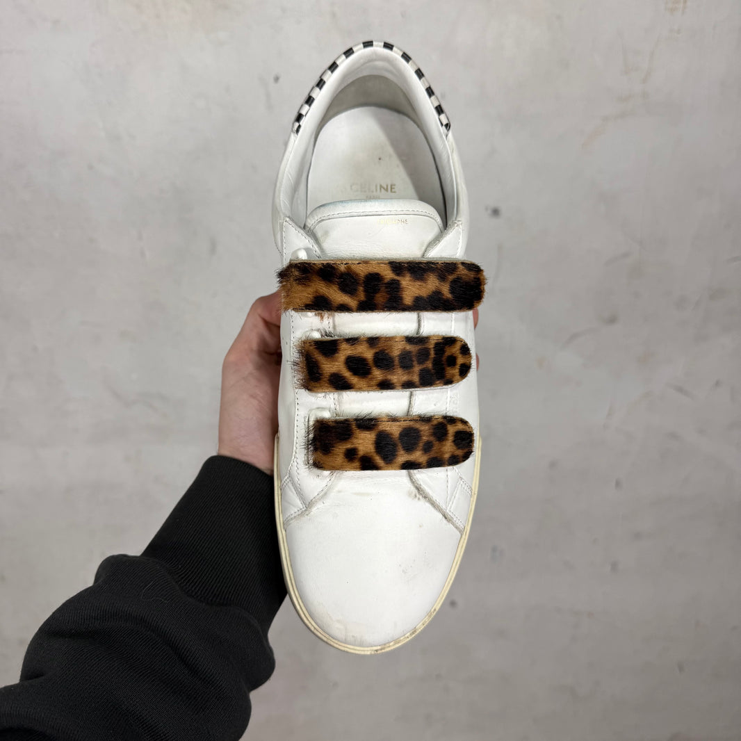 Celine Triomphe Leopard Strap Sneakers