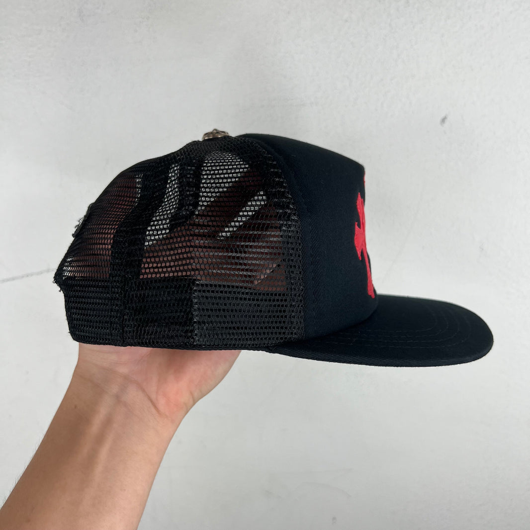 Chrome Hearts Red Triple Cross Trucker Hat