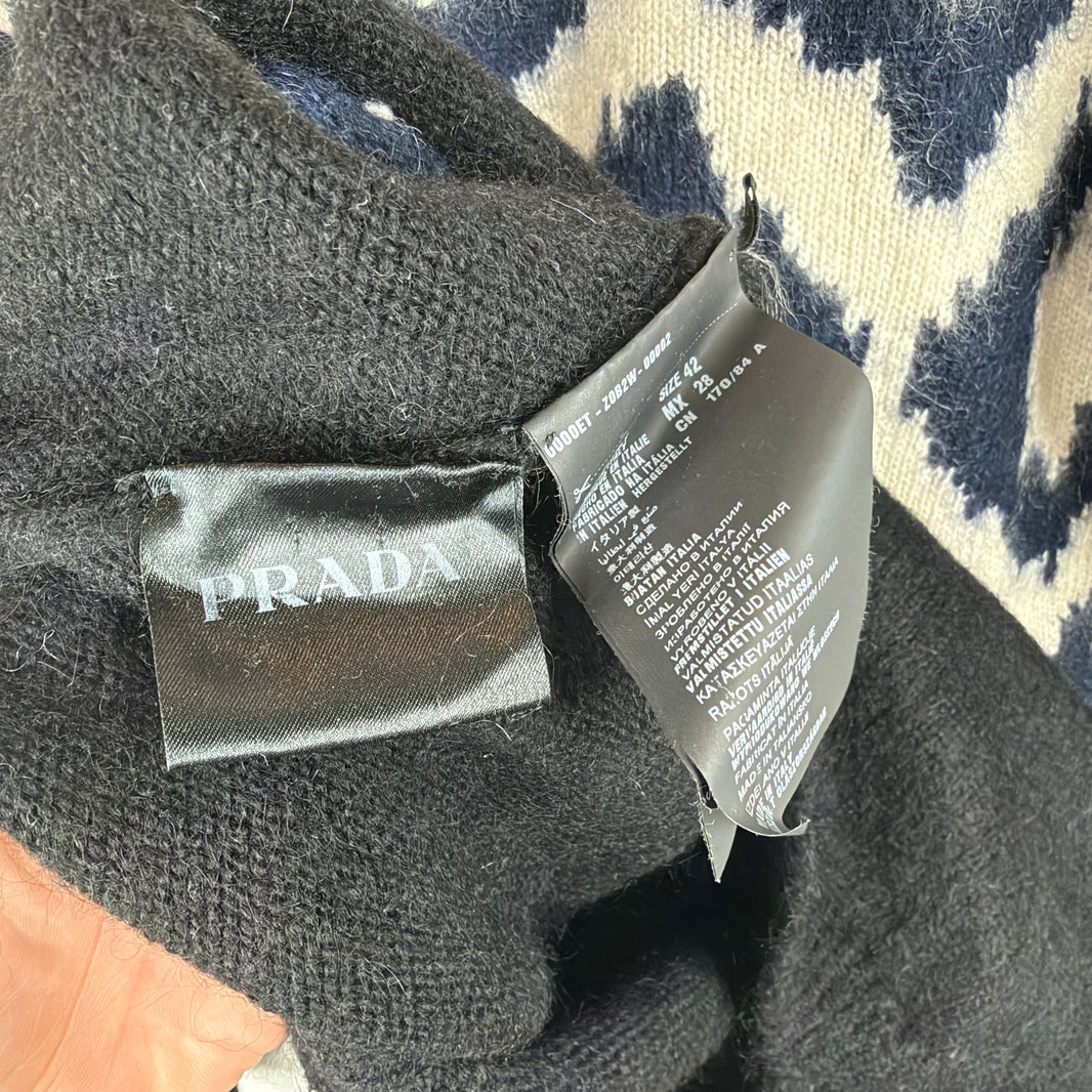 Prada Blue/Beige Mohair Knit Sweater