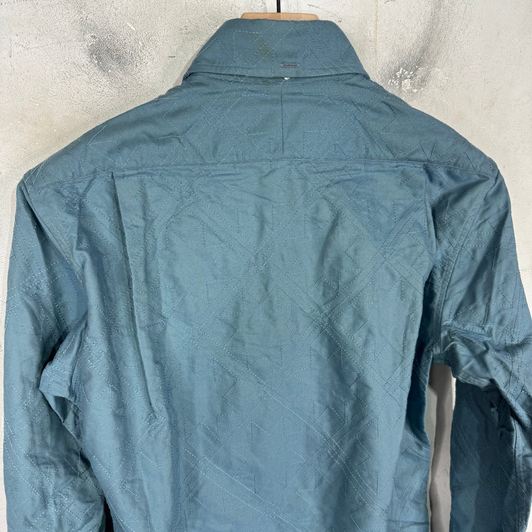 Thom Browne Teal Embroidered Patterned Shirt