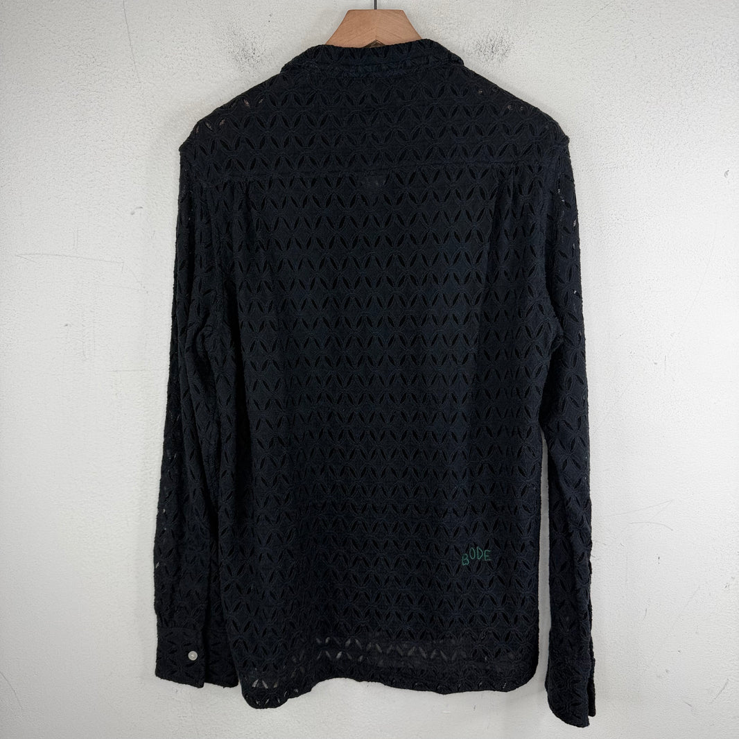 Bode Black Floral Lace L/S Shirt