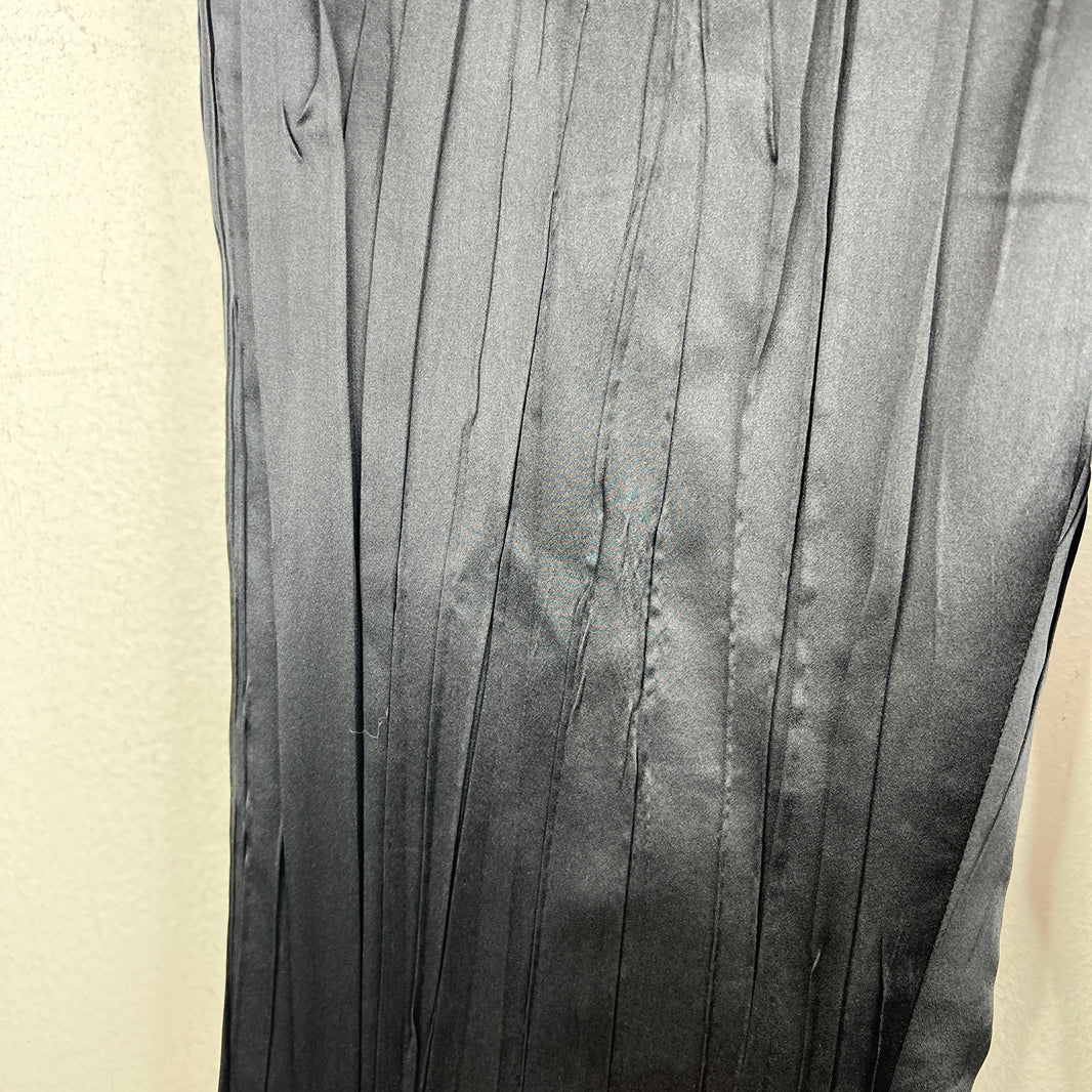 Saint Laurent Black Pleated Silk Trousers