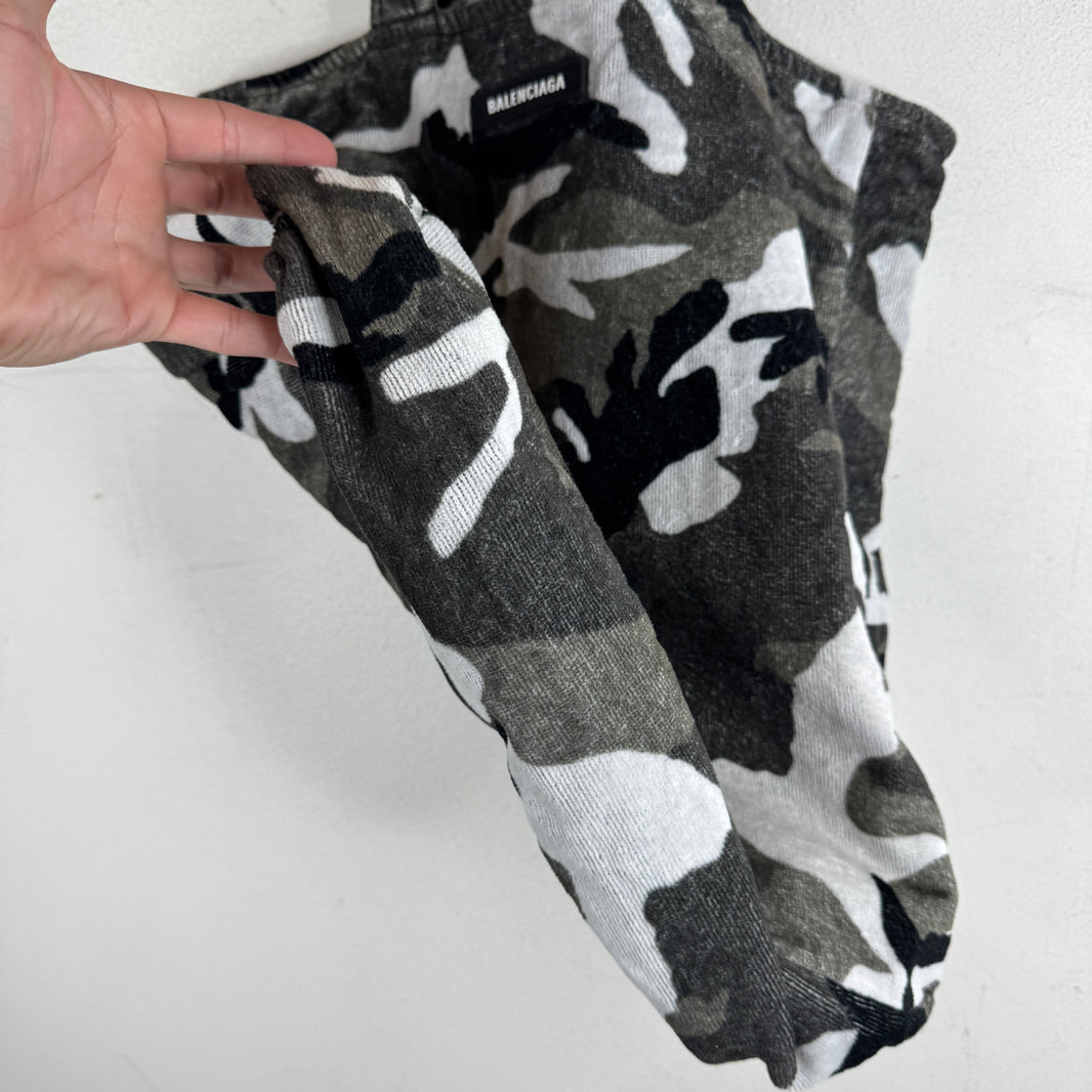 Balenciaga Sample Snow Camo Terry Cloth Tote Bag