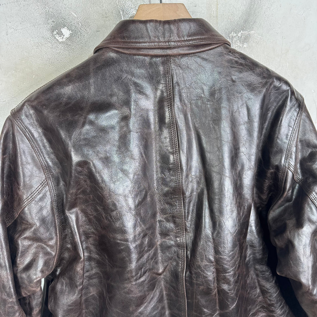 Stussy Brown Leather Garage Jacket