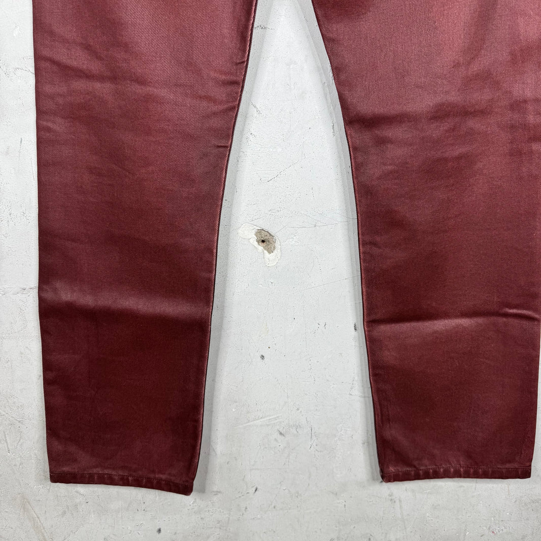 Dries Van Noten Waxed Burgundy Jeans