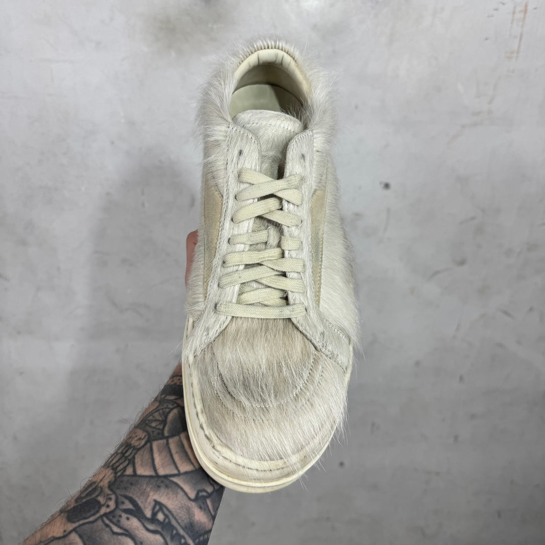Rick Owens Cream Ponyhair Low Vans