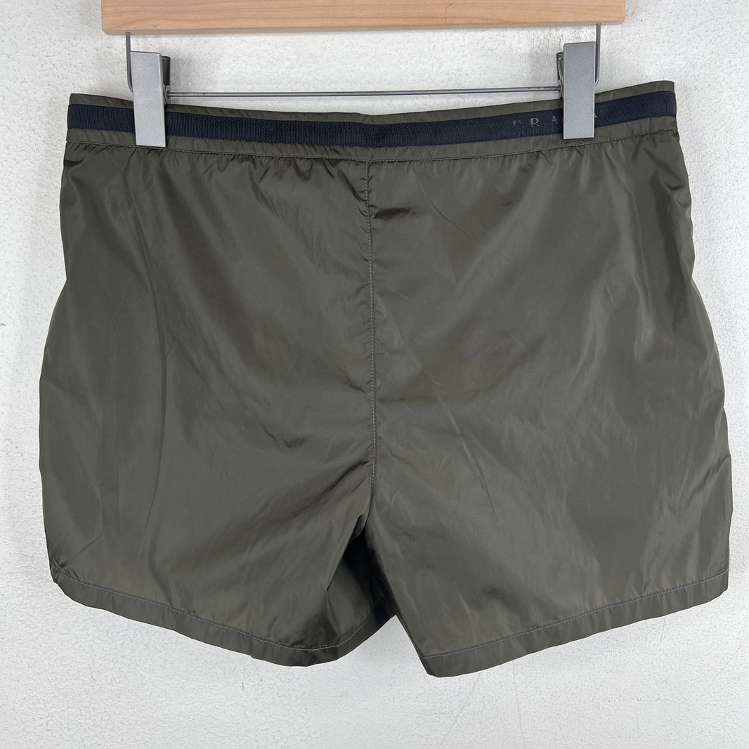 Prada Olive Nylon Swim Shorts