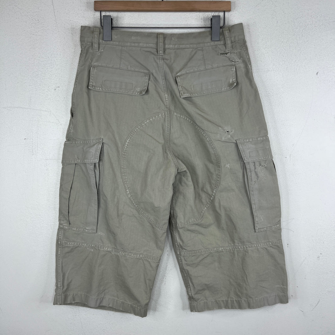 Balenciaga Beige Cropped Cargo Ripstop Long Shorts
