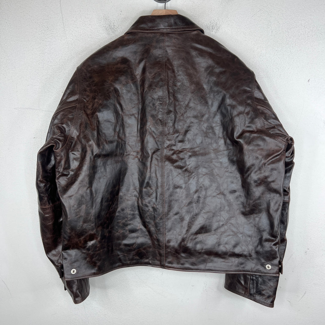 Stussy Brown Goat Leather Garage Jacket