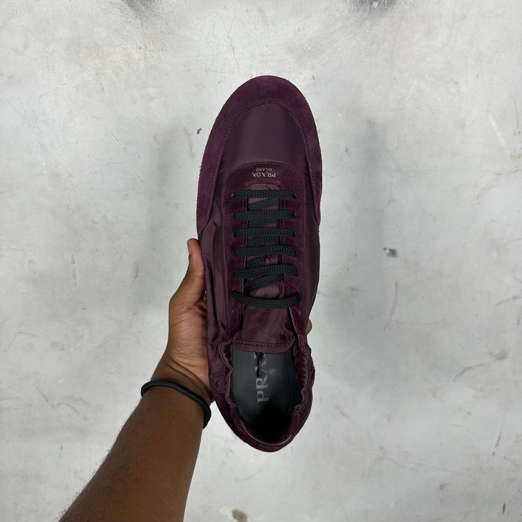 Prada Red Wine Re-Nylon Scrunch Sneakers
