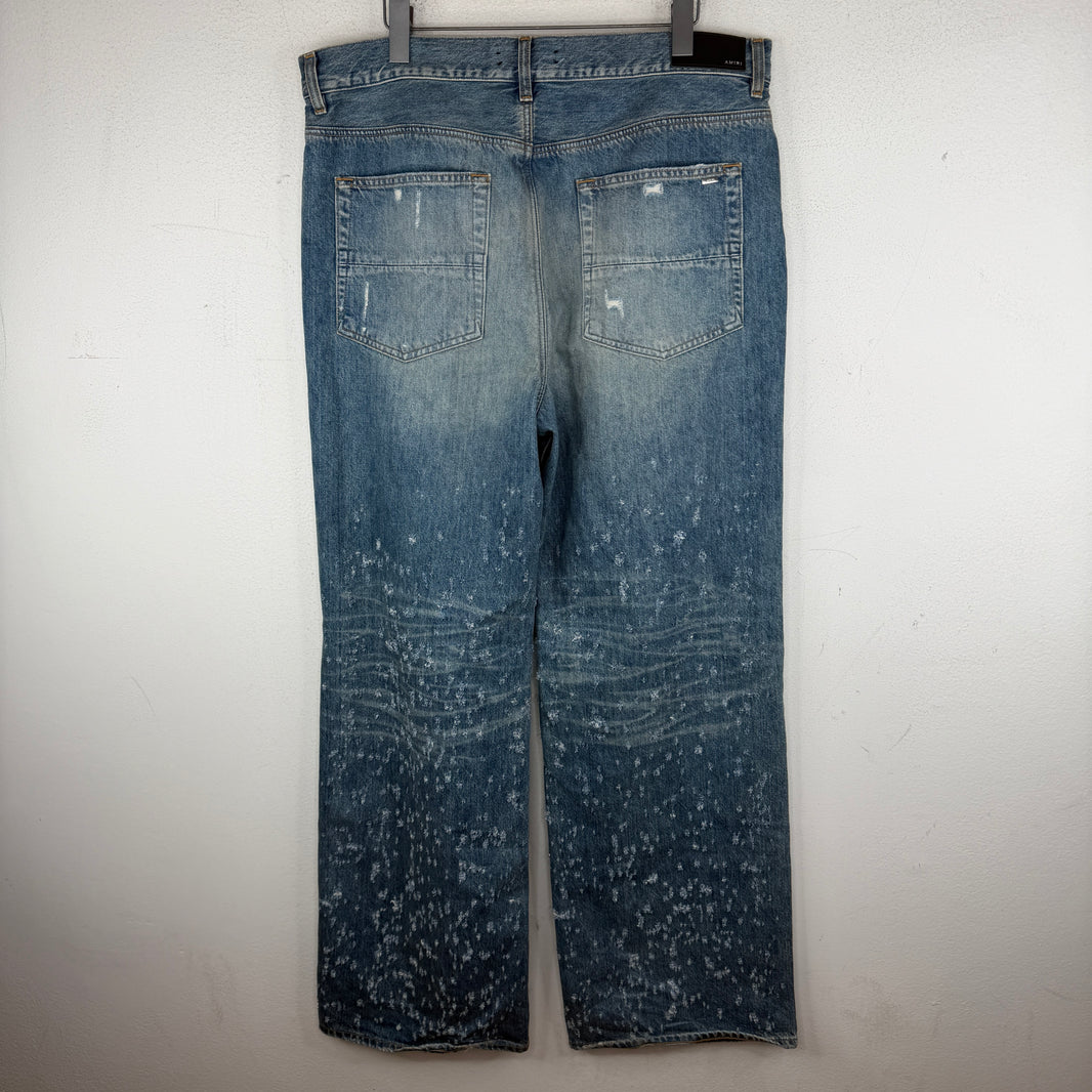 Amiri Wide Leg Distressed Jeans