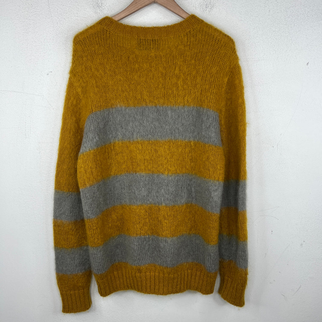 Undercover Yelloiw Mohair/Wool Blend Striped Sweater