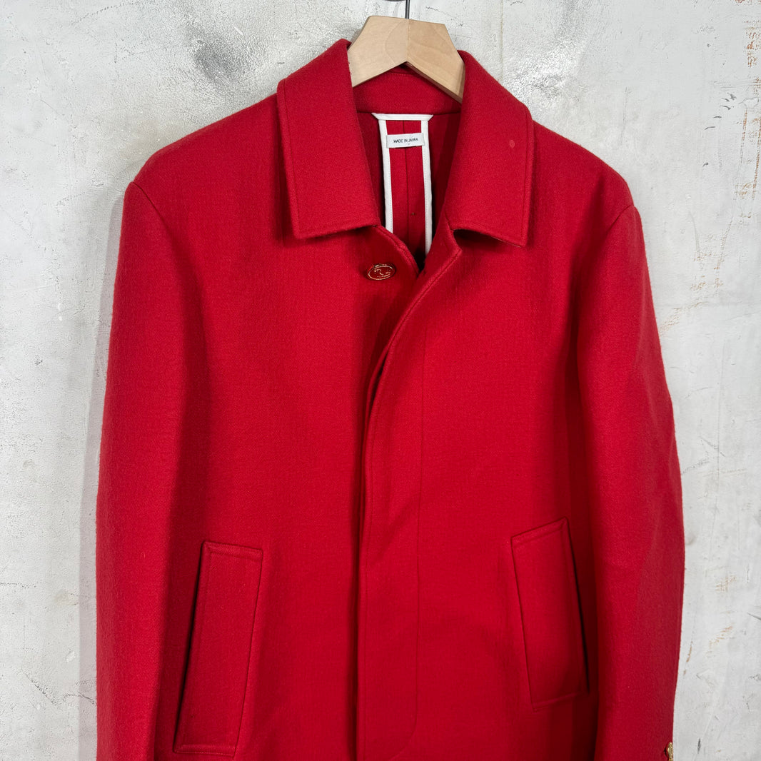 Thom Browne Red Wool Trench Coat