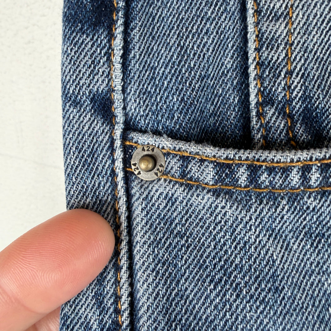 424 Washed Blue Loose 5 Pocket Jeans