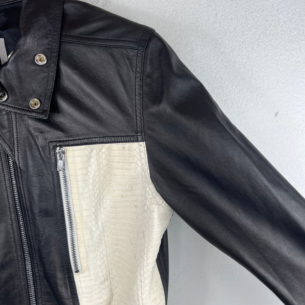 Rick Owens Black Python Leather Moto Jacket