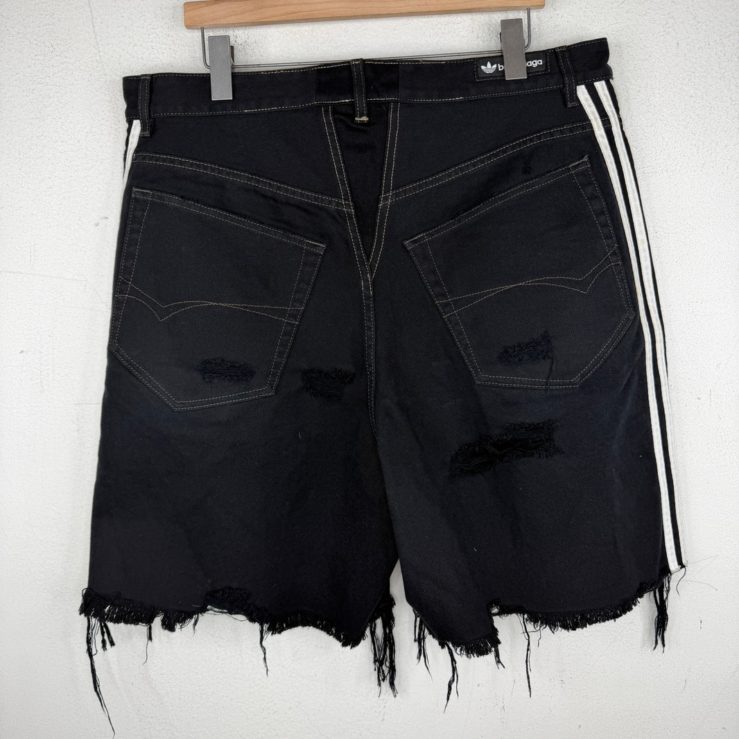 Balenciaga Adidas Black Distressed Shorts