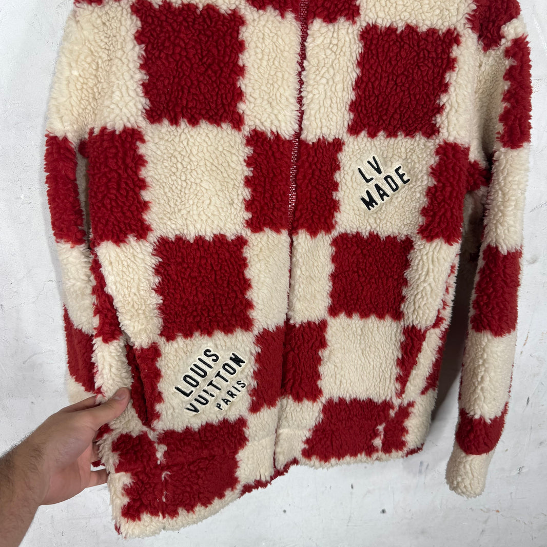 Louis Vuitton x Nigo Red Damier Fleece Jacket