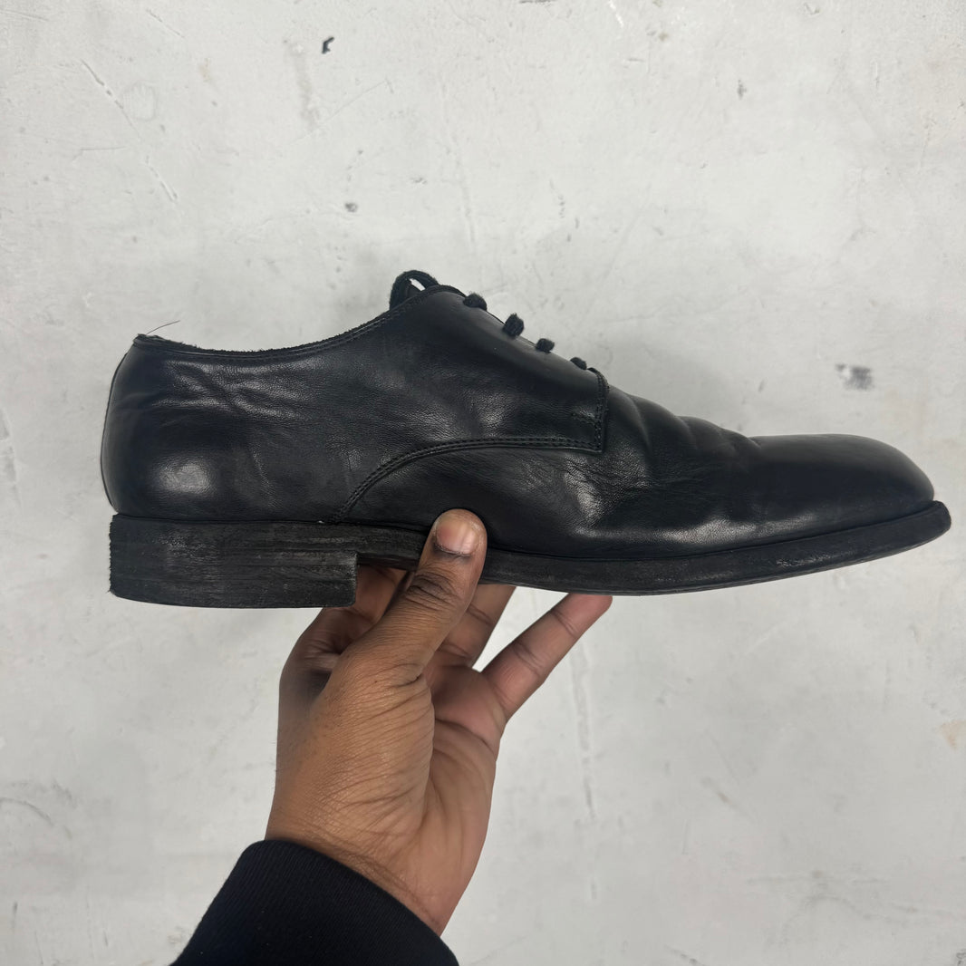 Guidi Black Leather Laced Derbies