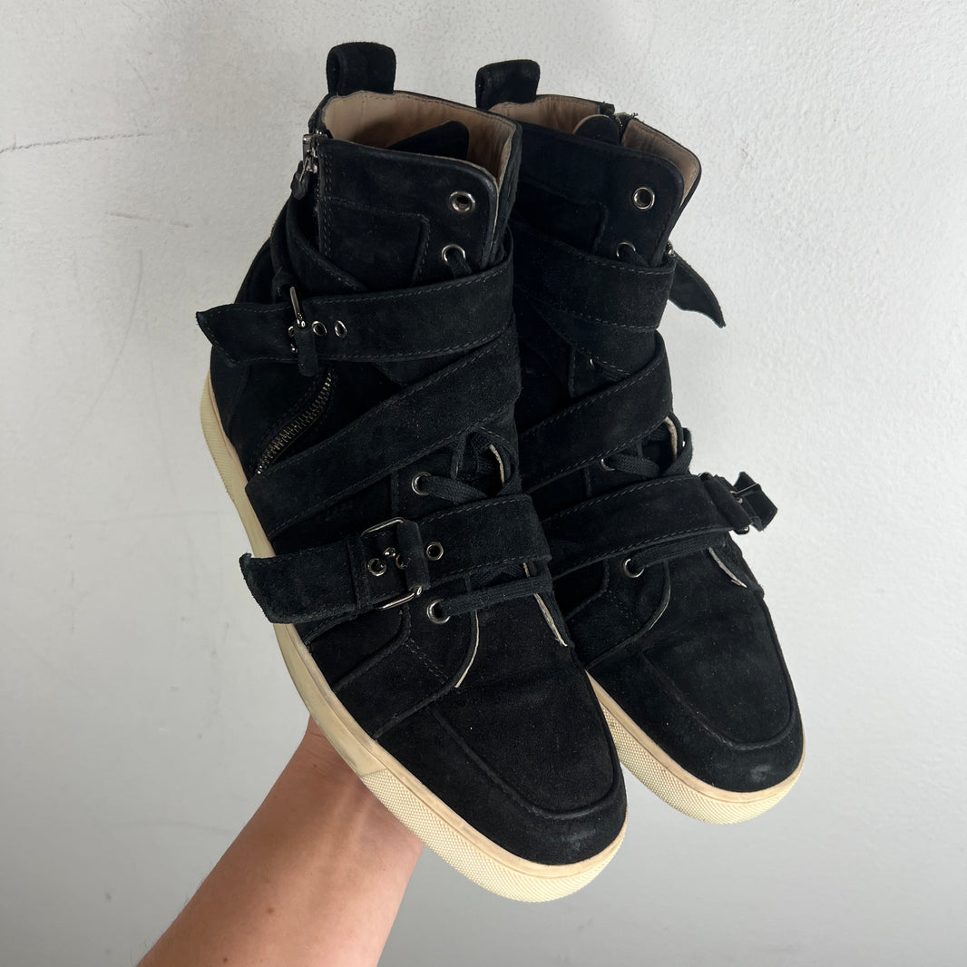 Christian Louboutin Black Multi Strap Hi Top Sneaker