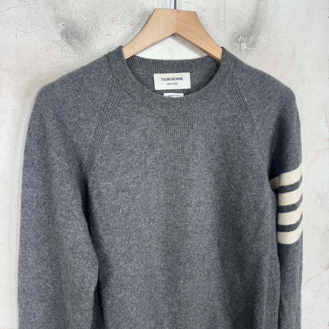 Thom Browne Grey Cashmere Striped Sweater
