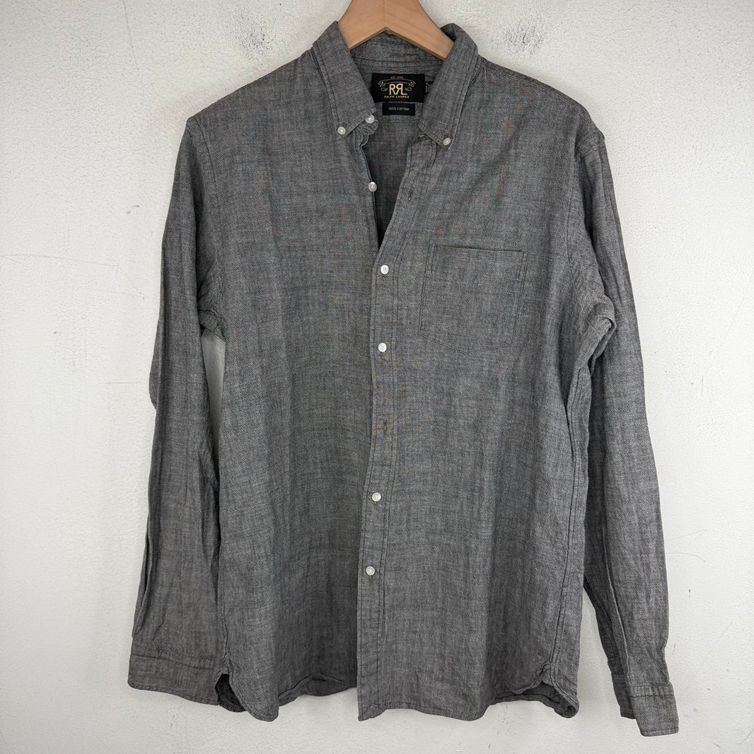 RRL Pocket Gray Button Up L/S Pocket Shirt