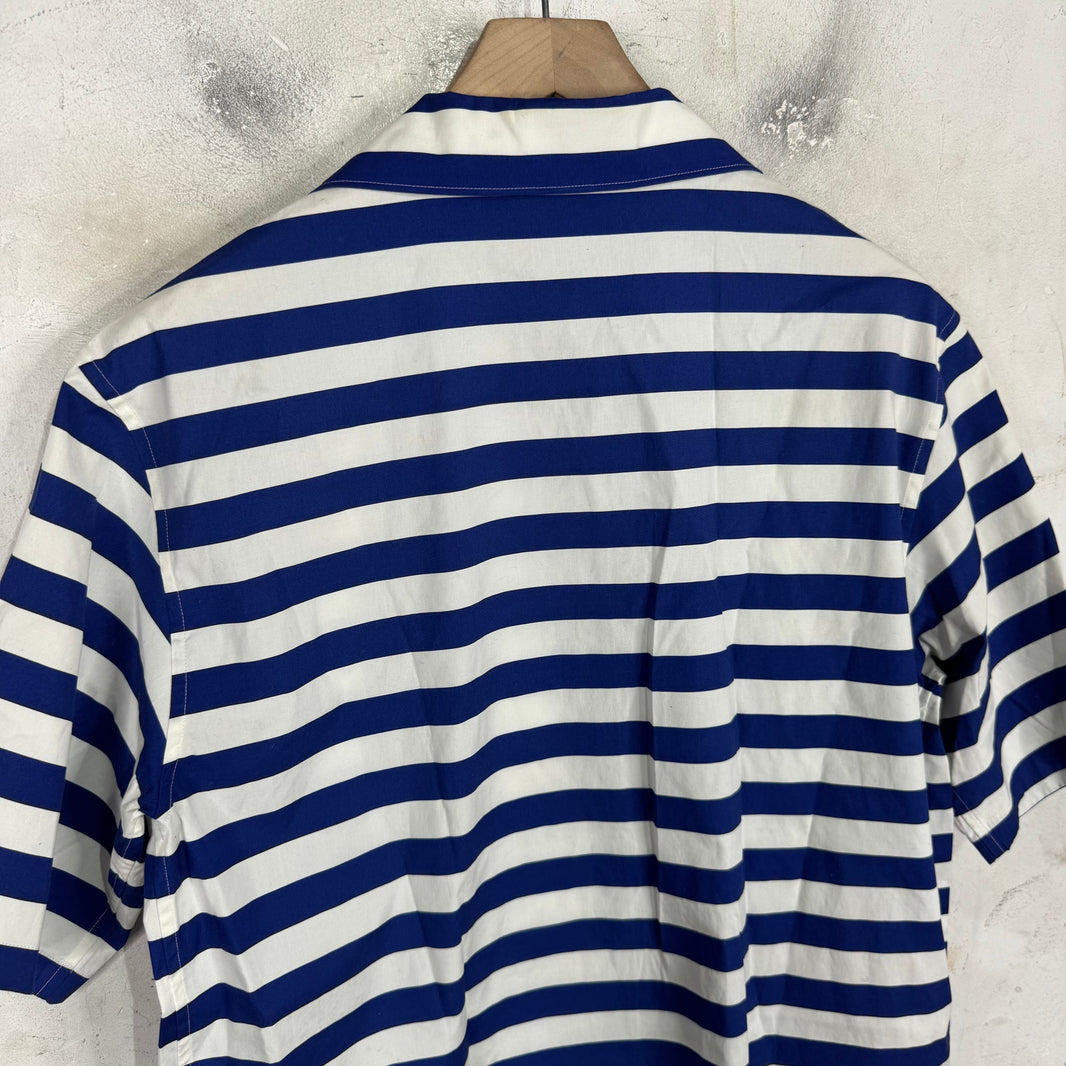 Prada Blue Striped Logo Shirt