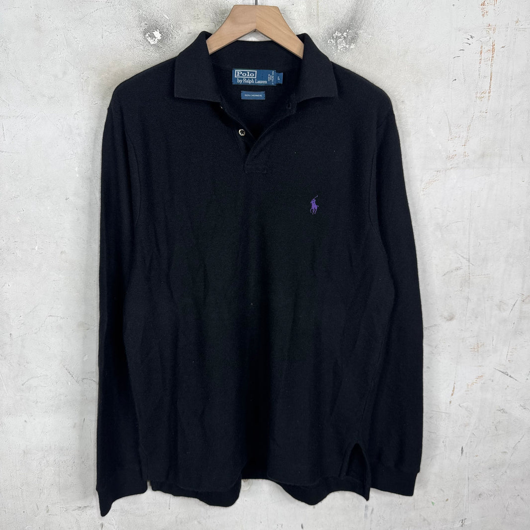 Polo Ralph Lauren Black Cashmere Rugby Sweater