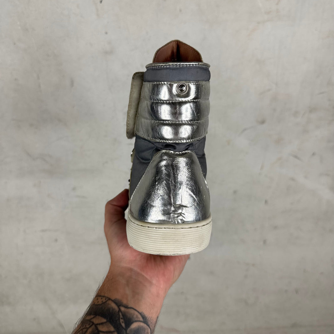 Allesandro Dellacqua Silver Strapped High Sneakers