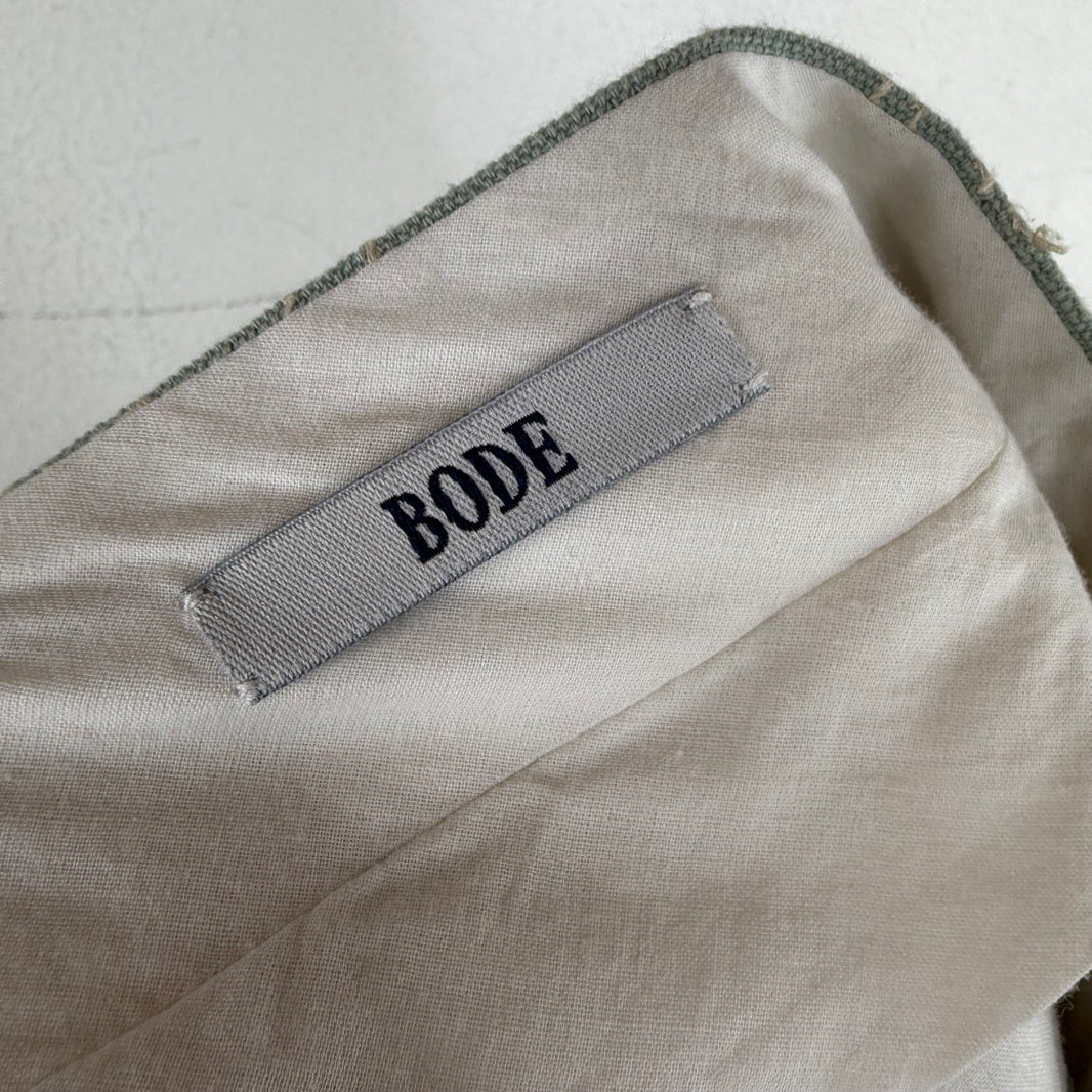 Bode Green Text Chainstitch Trousers