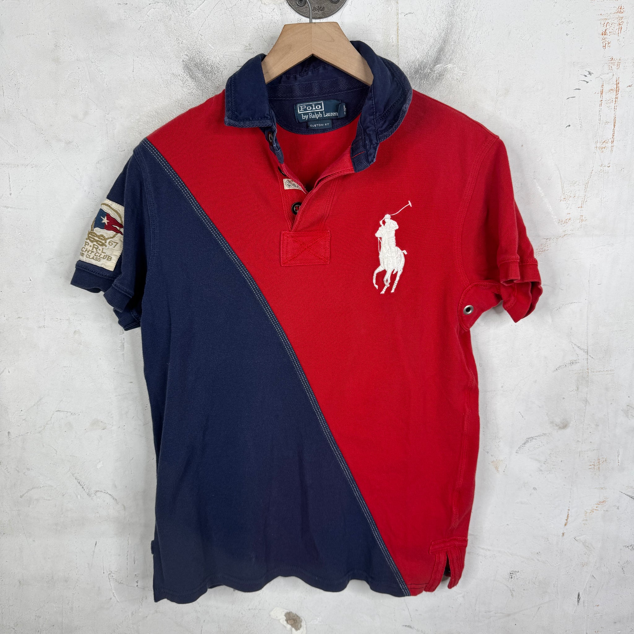 Polo Ralph Lauren Red Blue Split Polo Shirt