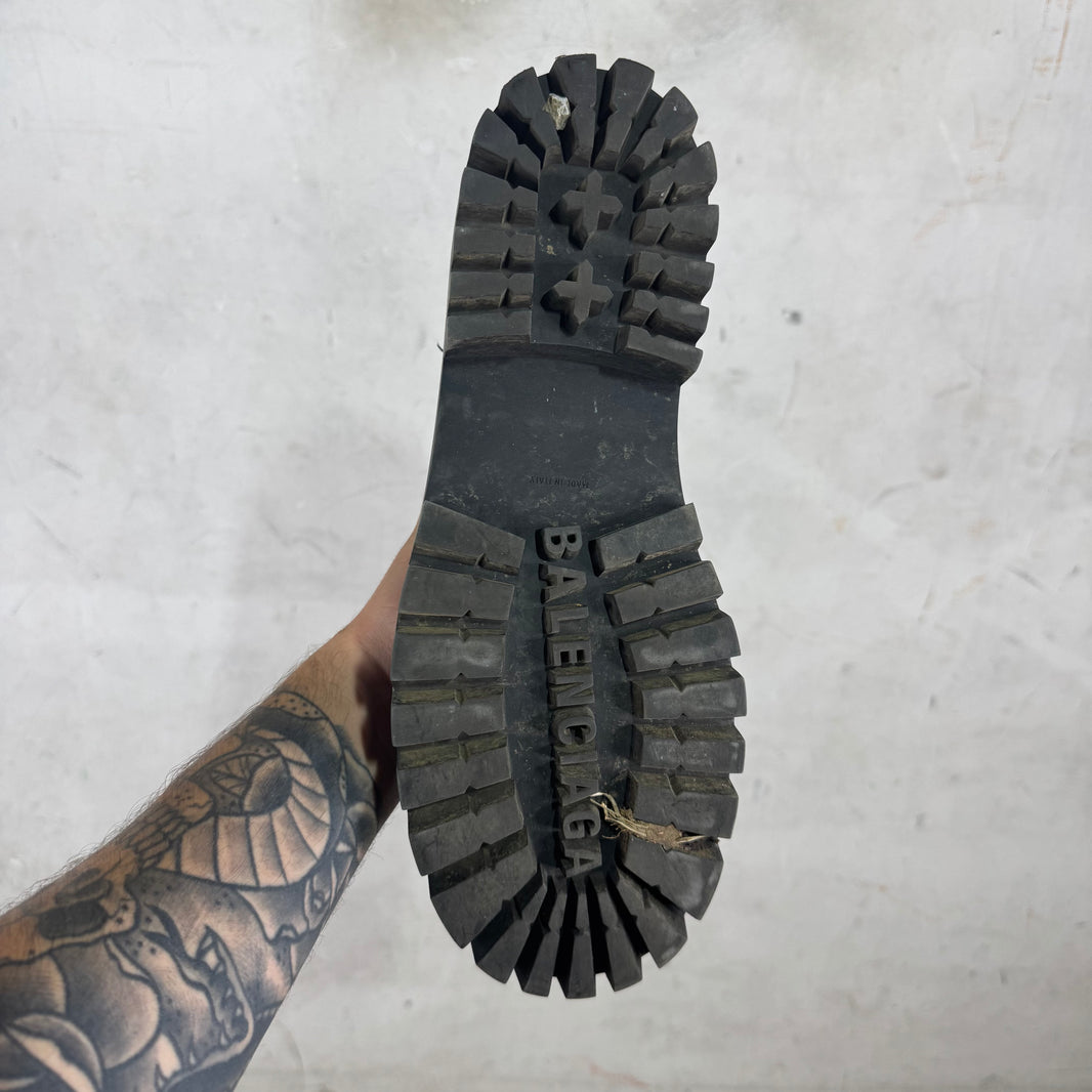 Balenciaga Black Canvas Strike Boots