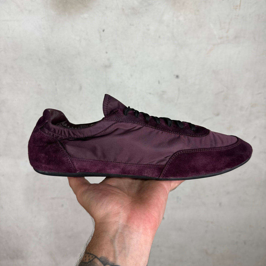 Prada Maroon Nylon Collapse Sneakers