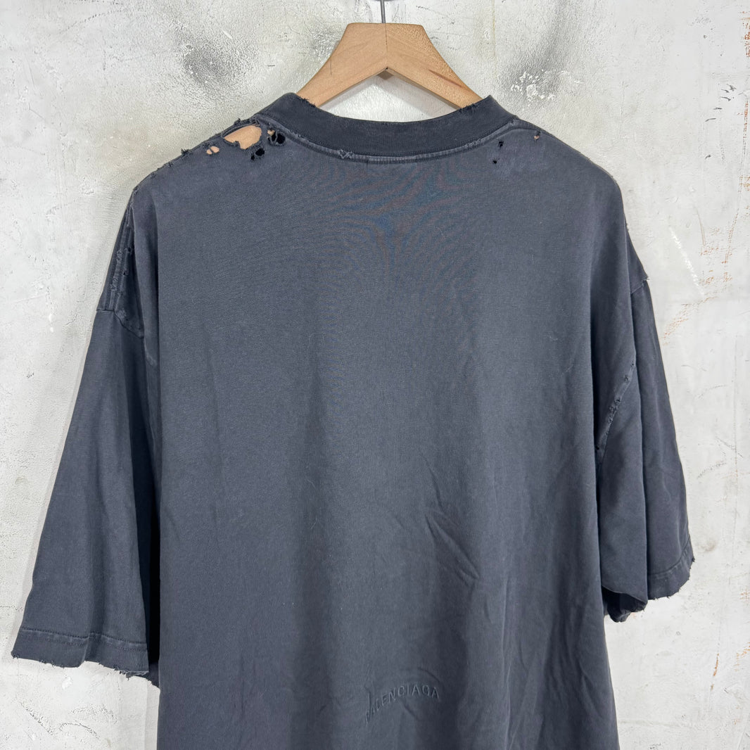 Balenciaga Paris Liberty Distressed T-Shirt
