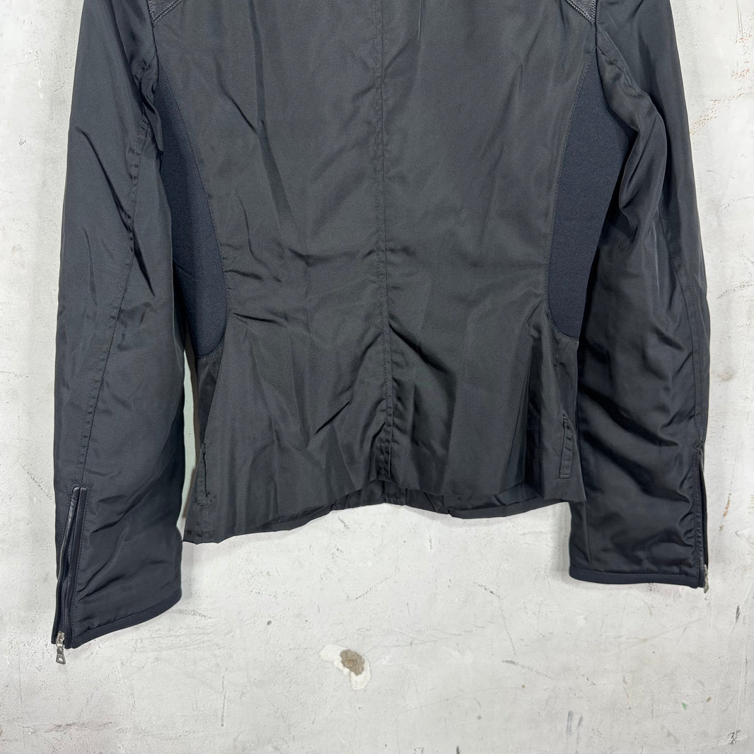 Prada Nylon Leather Trimmed Moto Jacket