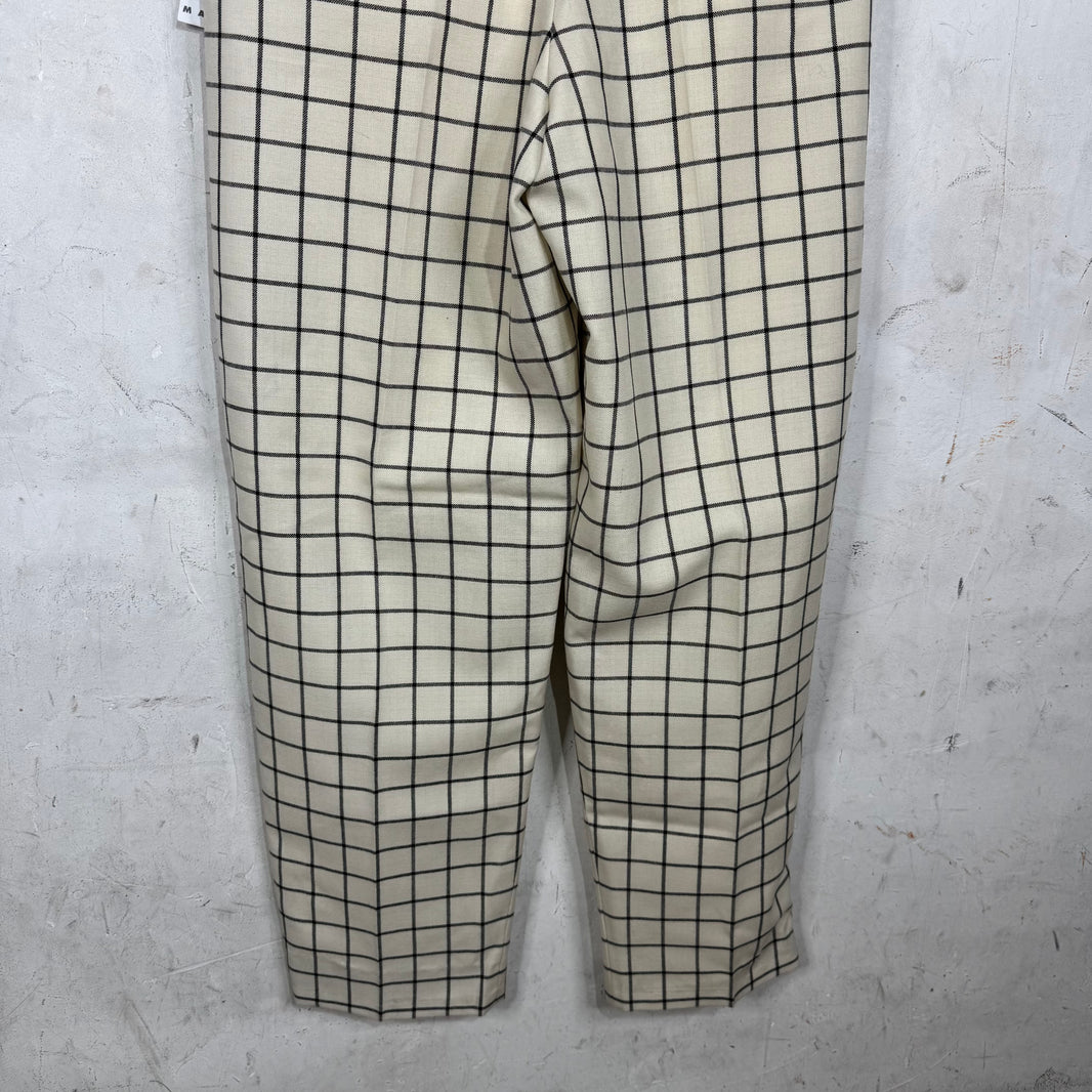 Marni Loose Beige Plaid Trousers