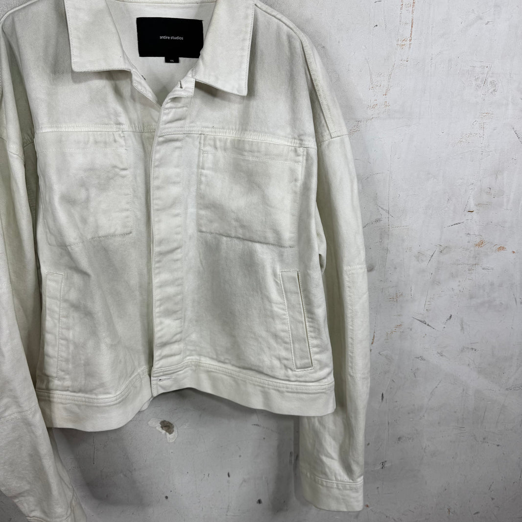Entire Studio Dirty Wash Denim Jacket White