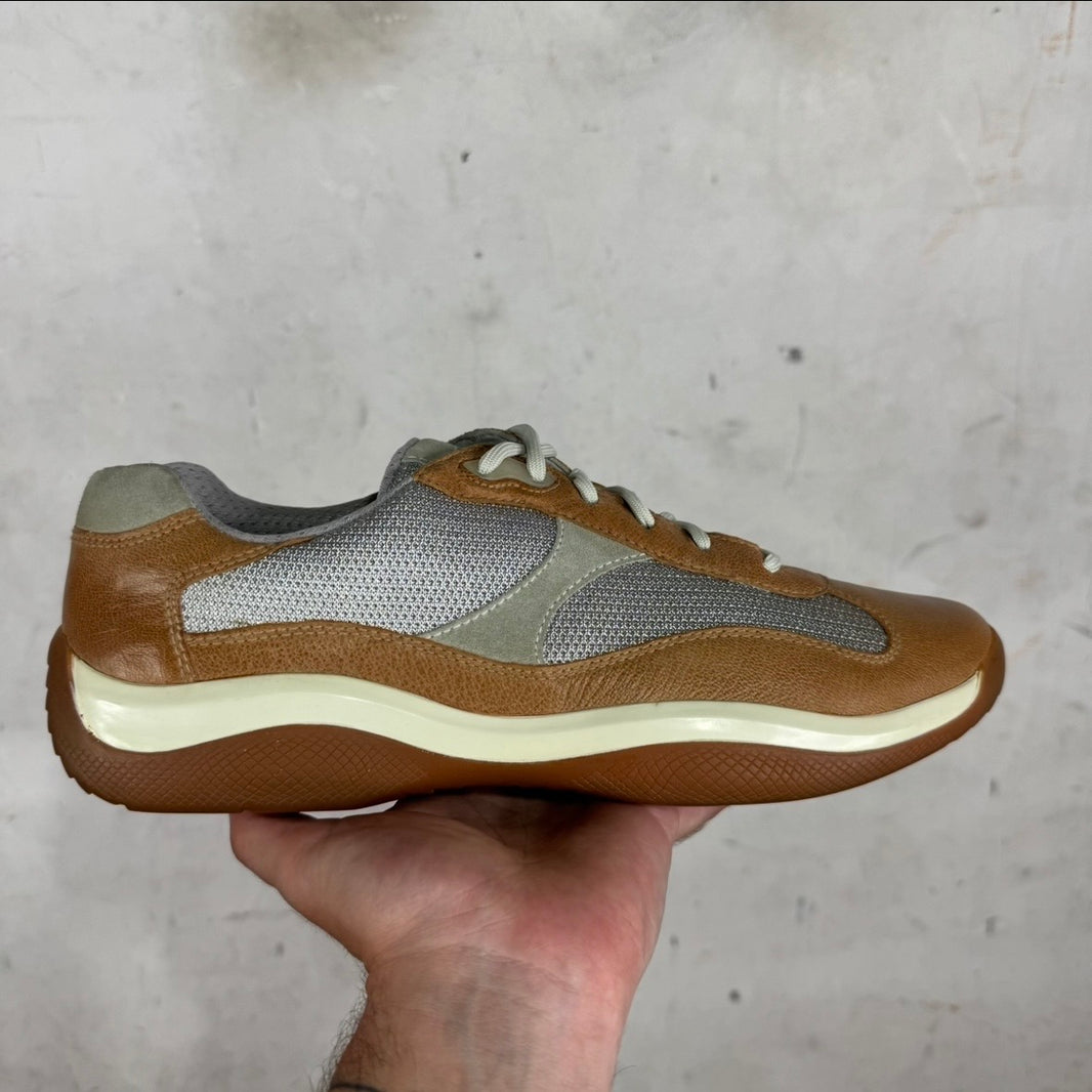 Prada Tan Leather/ Suede Exclusive Americas Cup