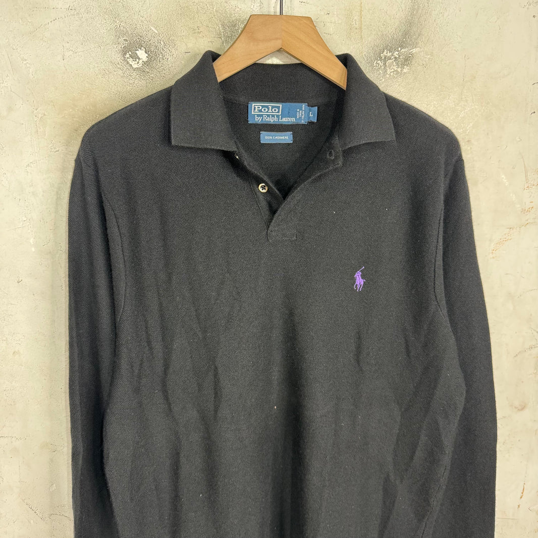 Polo Ralph Lauren Black Cashmere Rugby Sweater