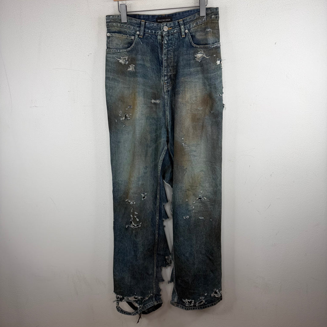 Balenciaga Destroyed Blue Jeans