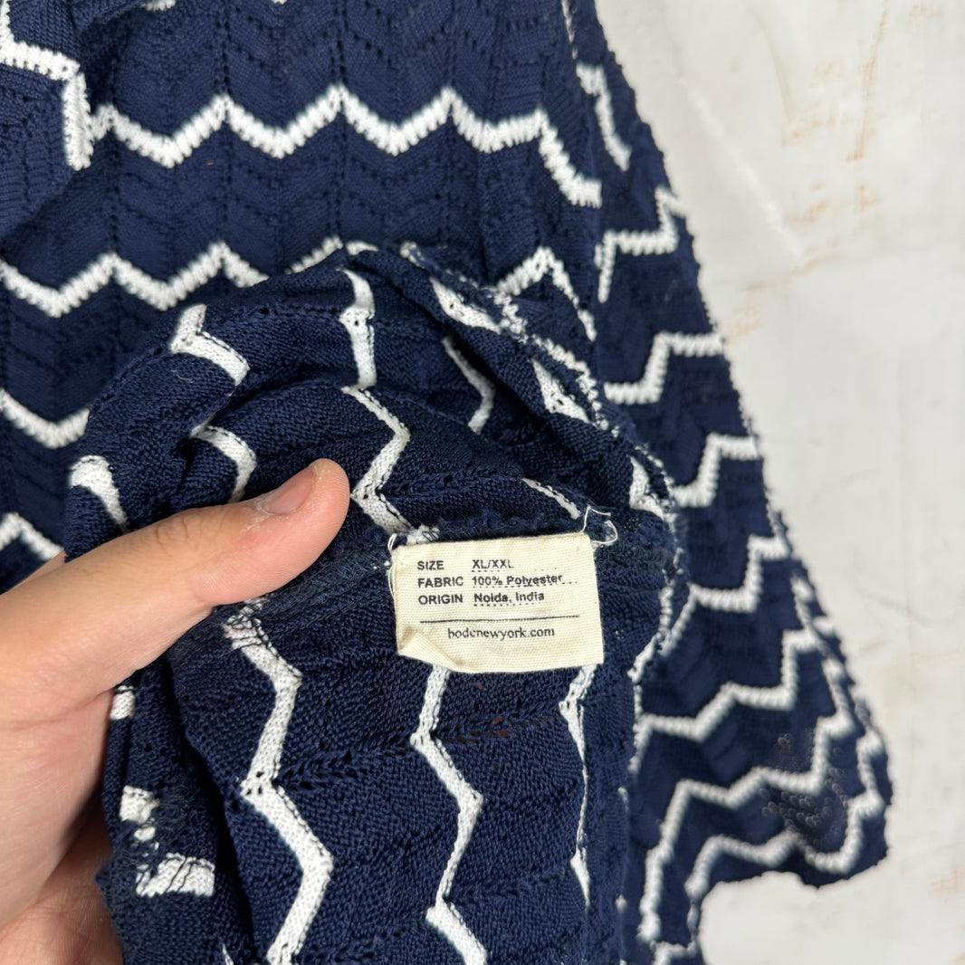 Bode Blue Zig Zagged Knit Shirt