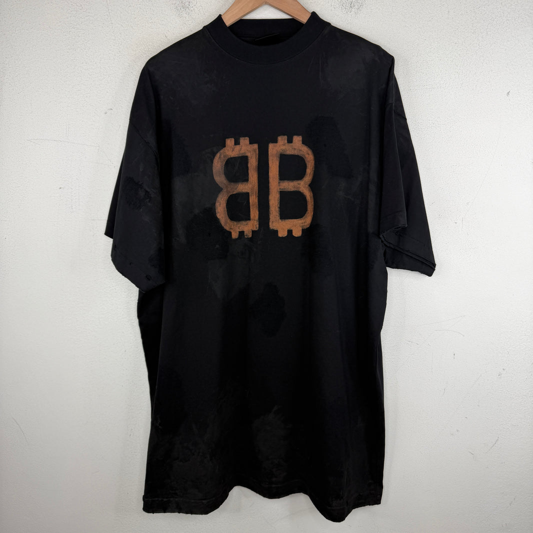 Balenciaga Mud Distressed Bitcoin T-Shirt