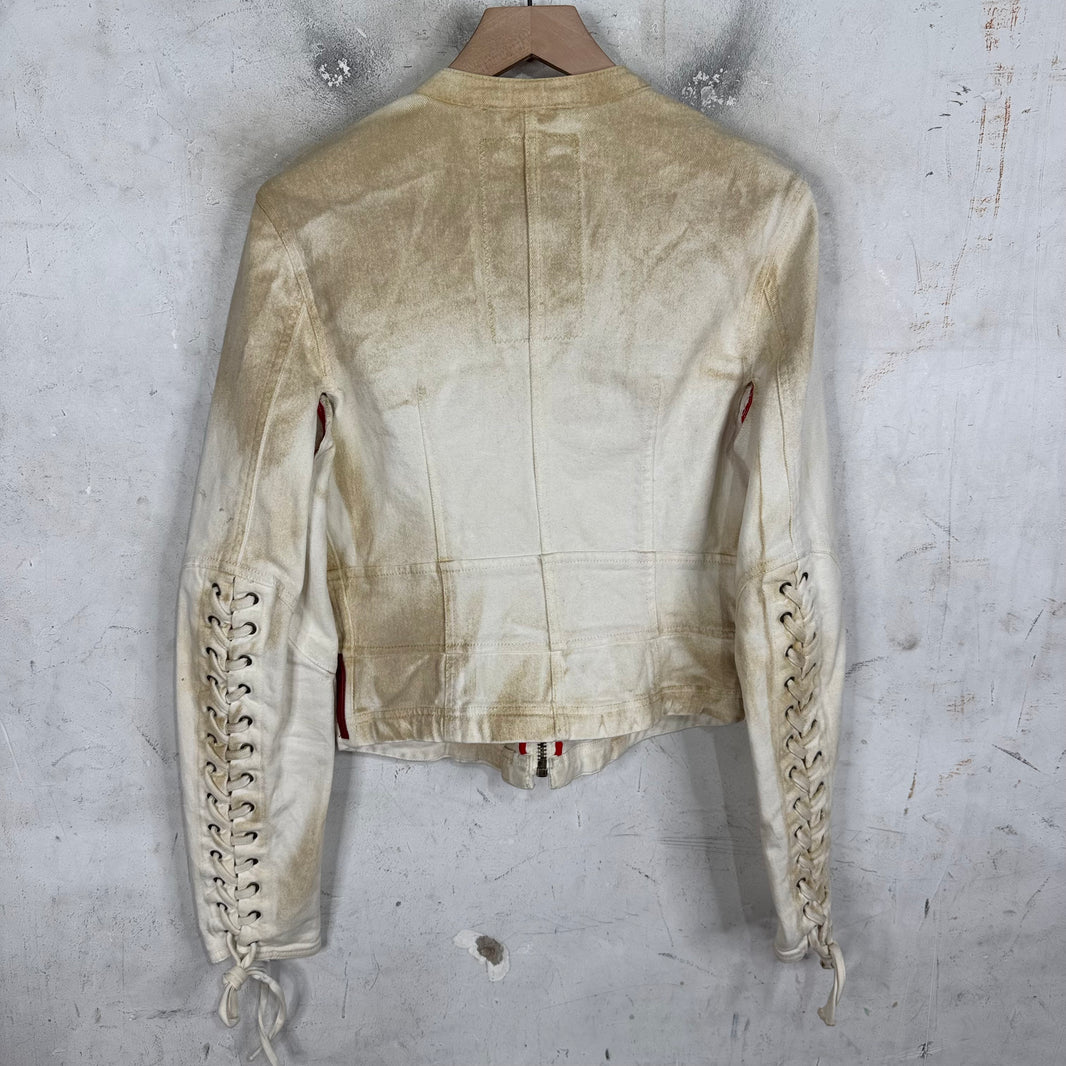 Prada 90's Sandblast Denim Biker Jacket