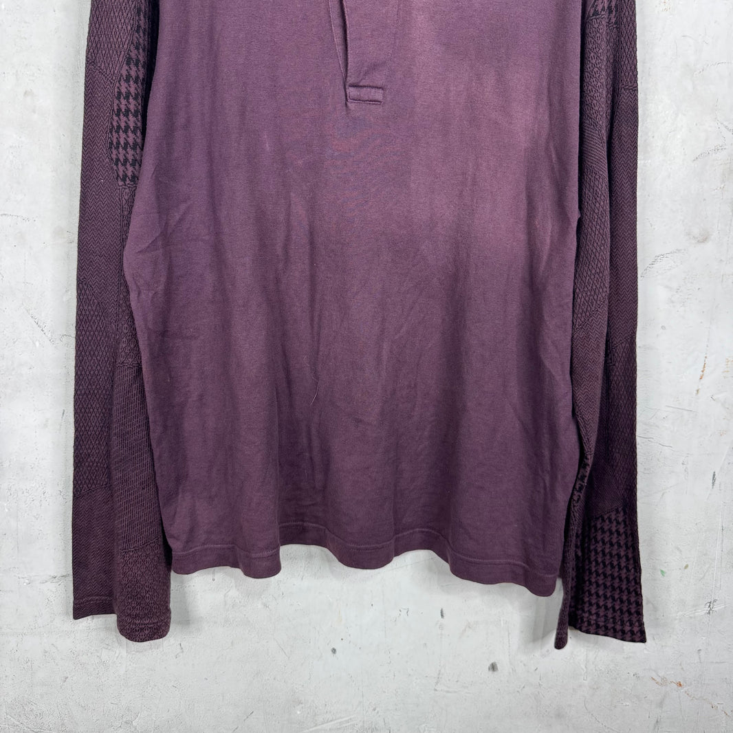 Yohji Yamamoto Maroon Cotton Henley Shirt