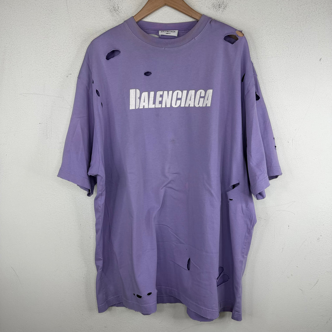 Balenciaga Purple Distressed T-Shirt
