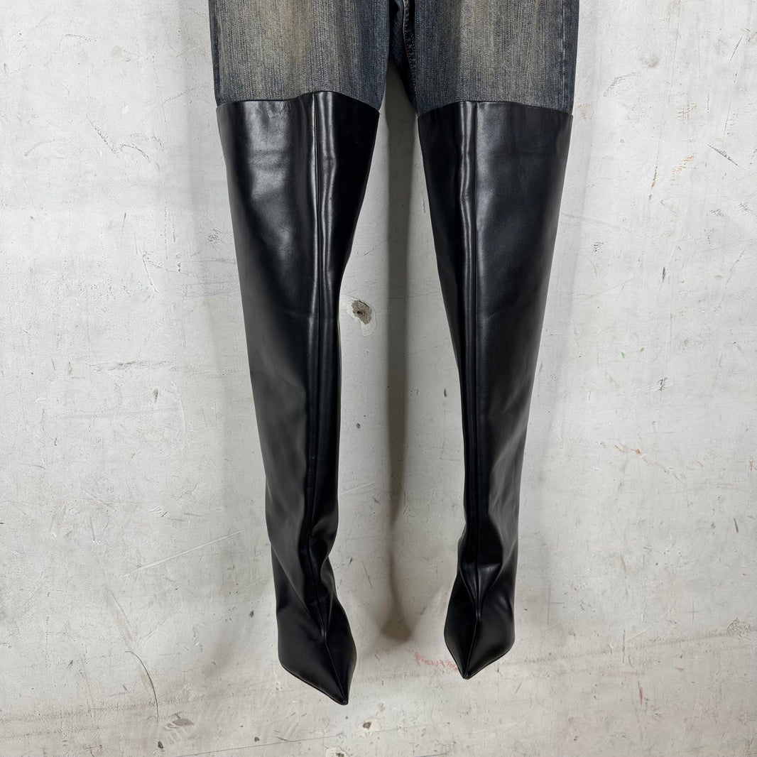 Balenciaga Denim Leather Pantashoe Heels