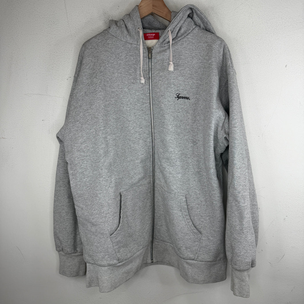 Supreme Hood Logo Thermal Zip Hoodie