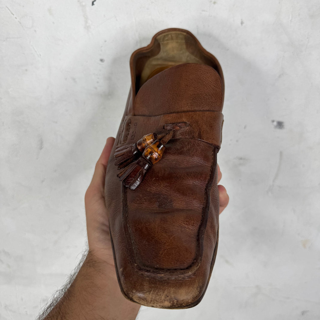 Gucci Brown Bamboo Tassled Loafers
