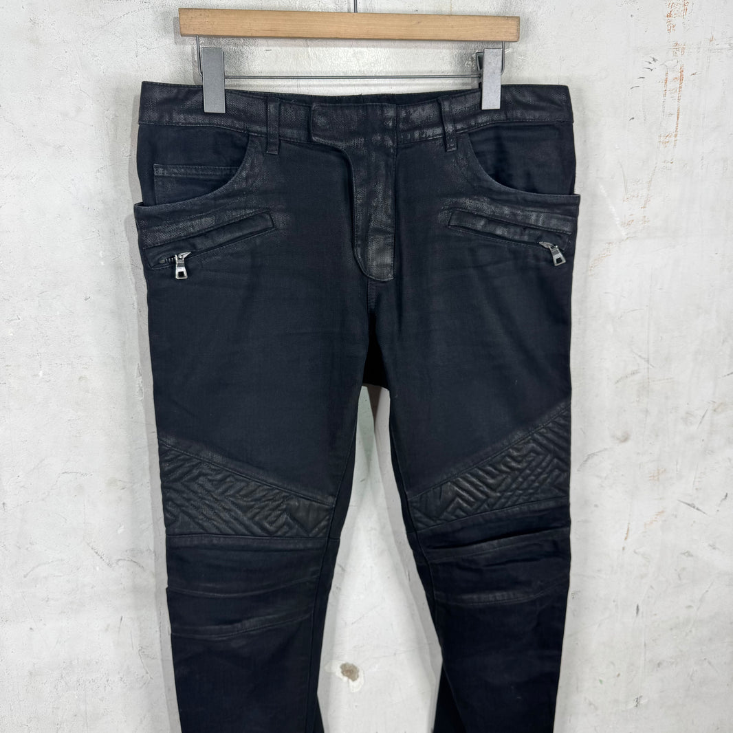 Balmain Waxed Biker Jeans