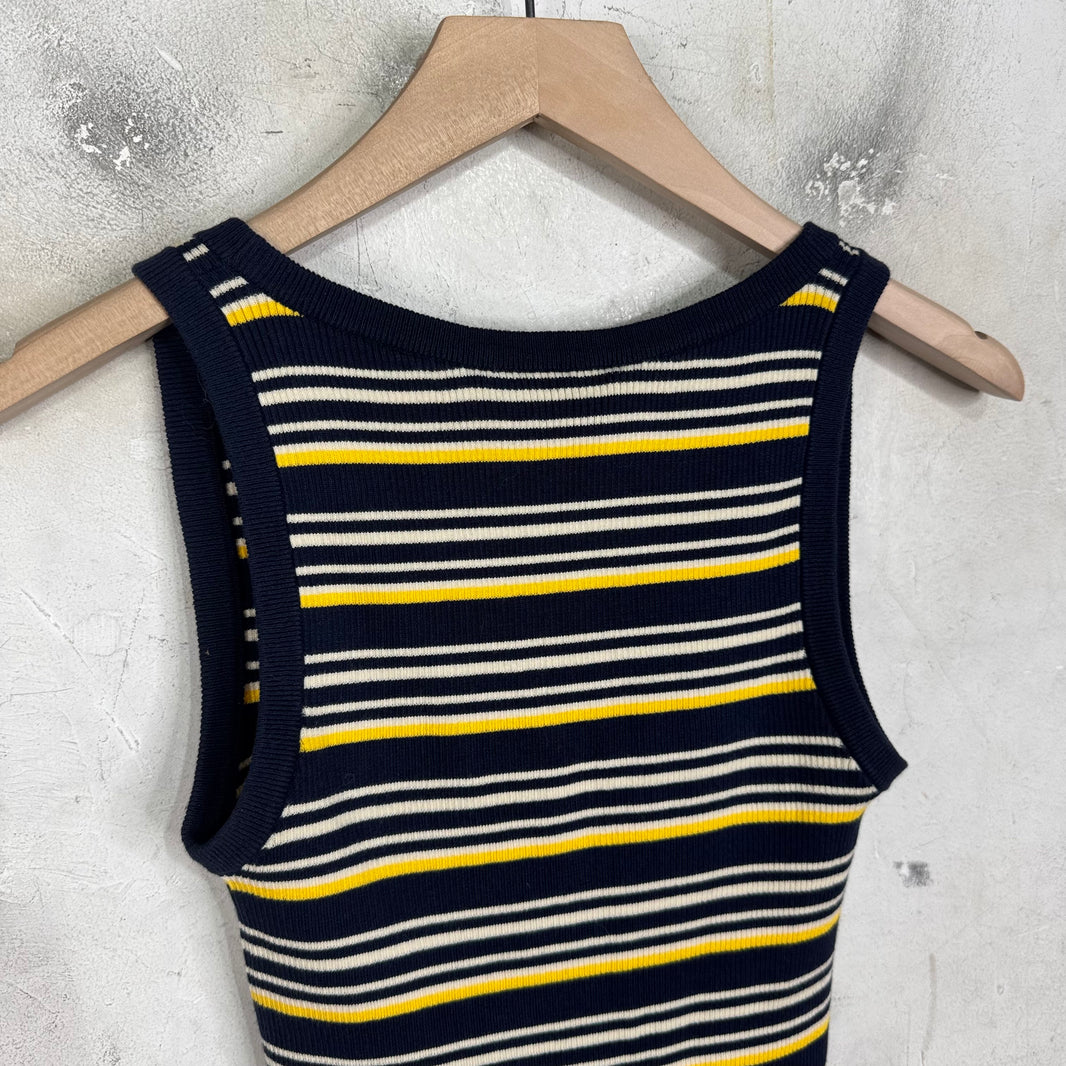Miu Miu Striped Logo Sleeveless Top